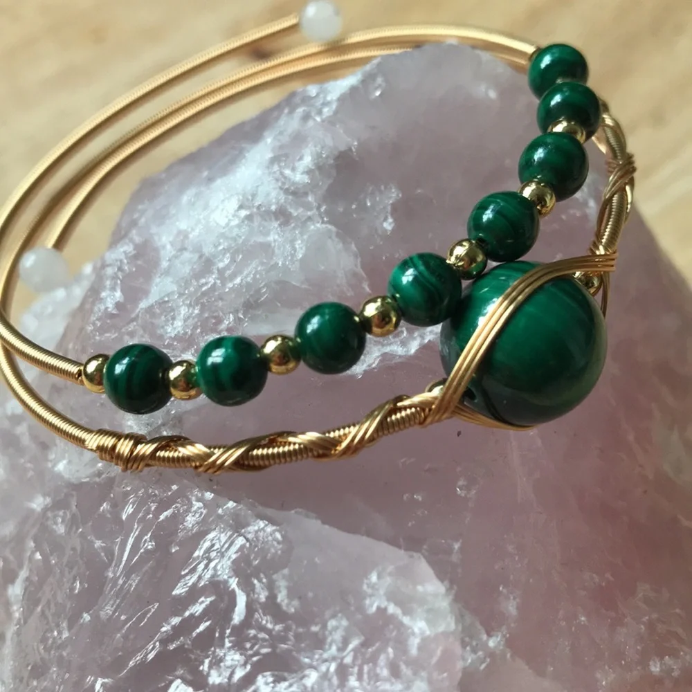 Malachite adjustable bracelet - Picture 4 of 7